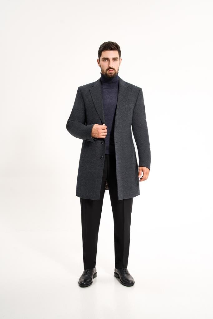 Пальто MAZALTOVMAN премиум Темно-синее фактурное