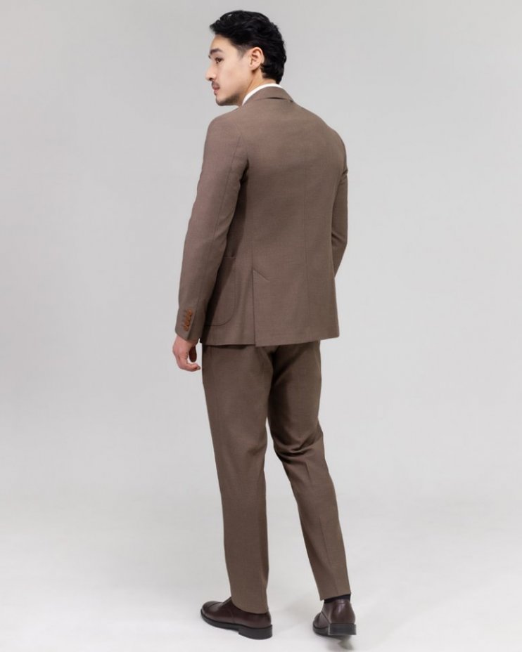 Молодежный костюм 2-ка Mazaltovman коричневый из фактурной ткани