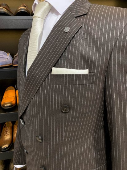 Костюм MAZALTOVMAN 2-ка Коричневый в полоску двубортный