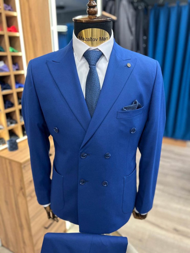 Костюм МИР 2-ка двубортный Синий