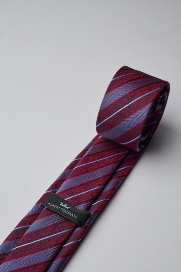Мужской галстук Бордовый в диагональную полоску
