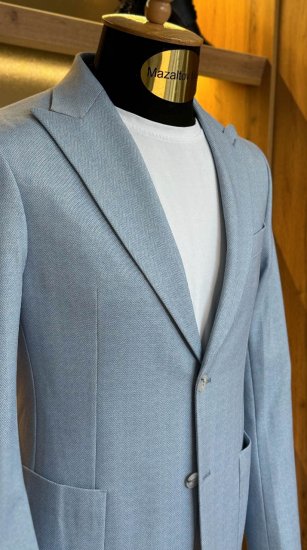 Пиджак ГИО Голубой в елочку